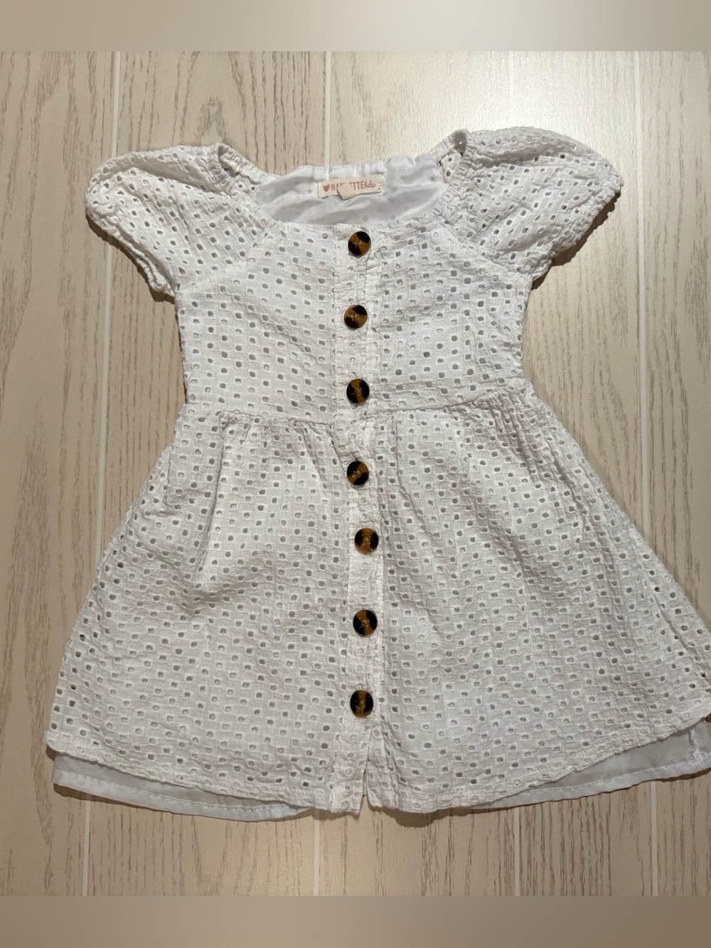 Nanette Kids Girls 5T White Eyelet Button‎ Front Dress